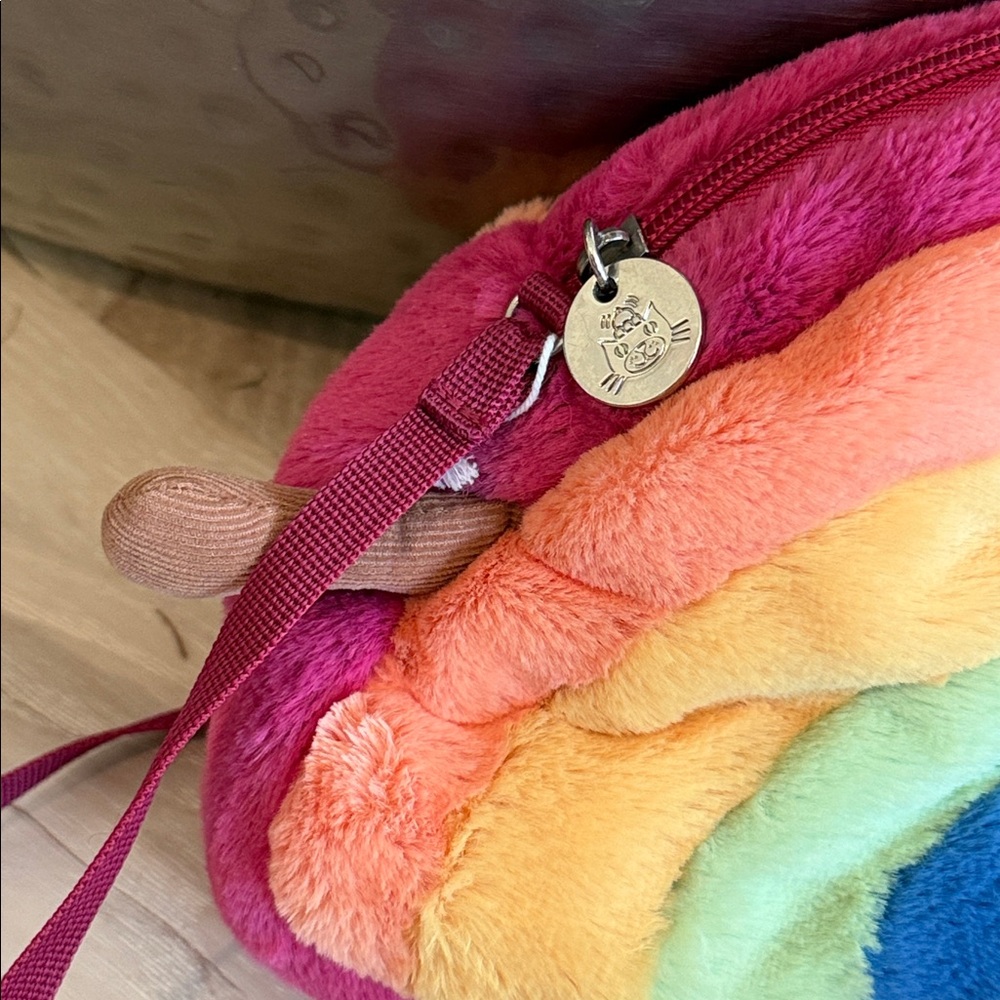 Jellycat Pink Plush Rainbow Crossbody Bag with Multicolor Smile - Picture 2 of 4